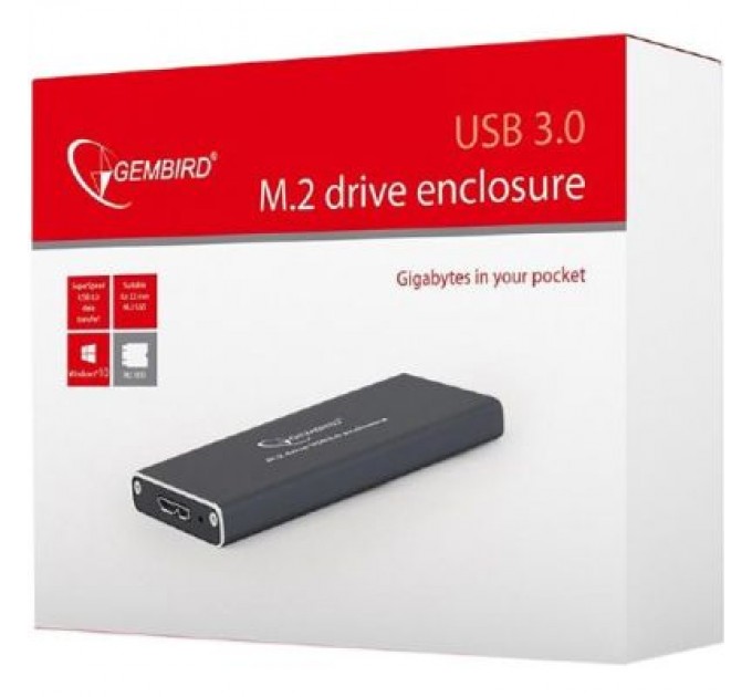 Gembird Кишеня зовнішня Gembird M.2 (NGFF), USB3.0, черный (EE2280-U3C-01)