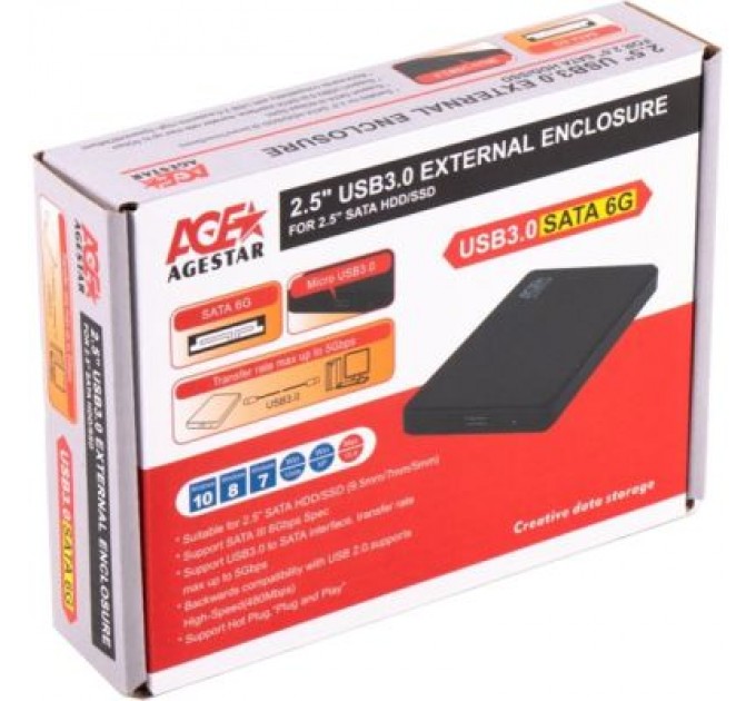 AgeStar Кишеня зовнішня AgeStar 2.5", USB3.0, черный (3UB2P2)