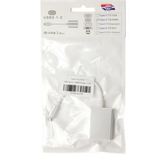 PowerPlant Перехідник Type-C to HDMI F 0.15m PowerPlant (KD00AS1272)