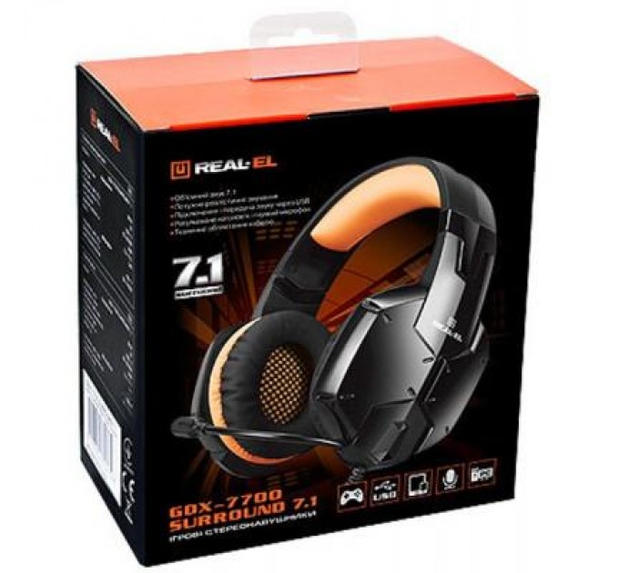 REAL-EL Навушники REAL-EL GDX-7700 SURROUND 7.1 black-orange