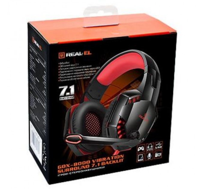REAL-EL Навушники REAL-EL GDX-8000 VIBRATION SURROUND 7.1 BACKLIT