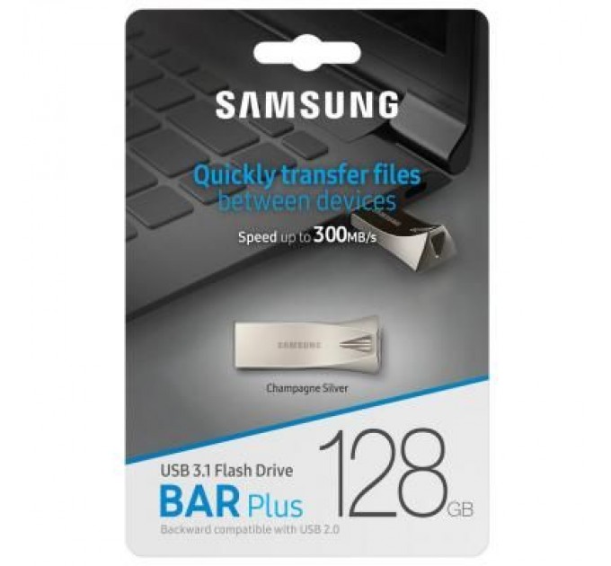 Samsung USB флеш накопичувач Samsung 128GB Bar Plus Silver USB 3.1 (MUF-128BE3/APC)