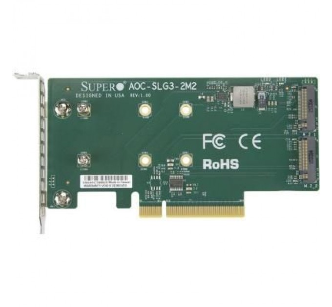 Supermicro Плата розширення Supermicro PCIe x8 до SSD 2x m.2 NVMe (AOC-SLG3-2M2)