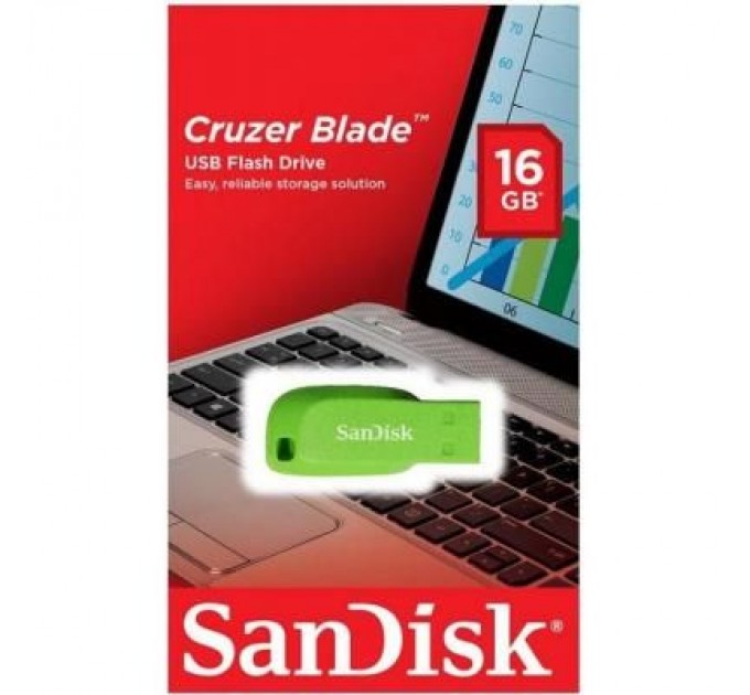SanDisk USB флеш накопичувач SanDisk 16GB Cruzer Blade Green USB 2.0 (SDCZ50C-016G-B35GE)