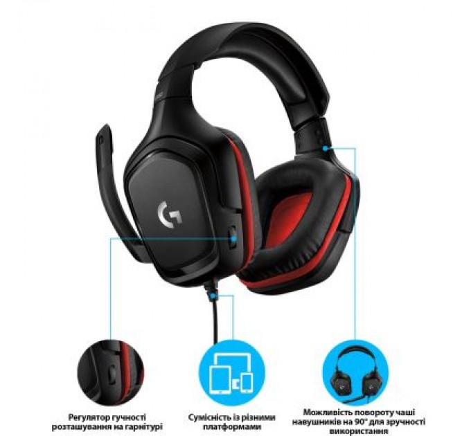 Logitech Навушники Logitech G332 Wired Gaming Headset (981-000757)