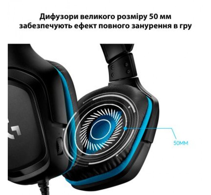 Logitech Навушники Logitech G432 7.1 Surround Sound Wired Gaming Headset (981-000770)