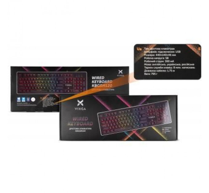 Vinga Клавіатура Vinga KBGSM120 Black