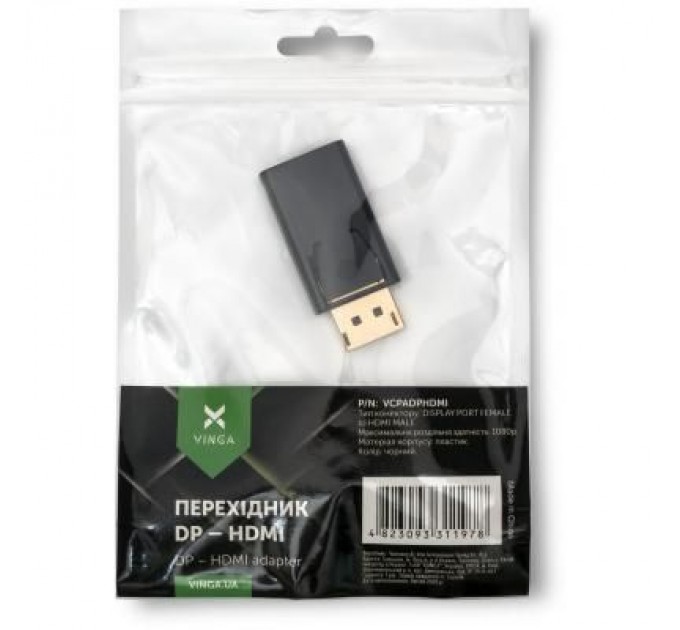 Vinga Перехідник DP M to HDMI F Vinga (VCPADPHDMI)