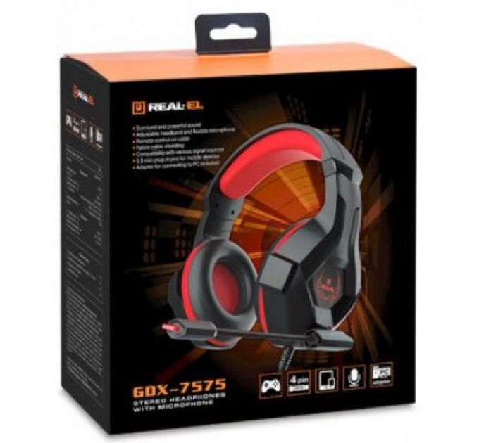 REAL-EL Навушники REAL-EL GDX-7575 Black-Red