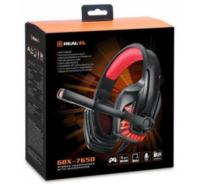 REAL-EL Навушники REAL-EL GDX-7650 Black-Red