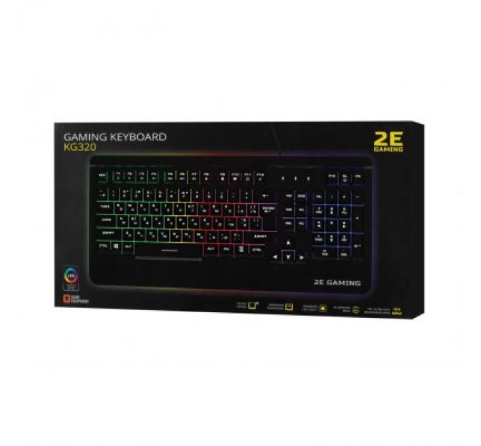 2E Клавіатура 2E KG320 LED USB Black Ukr (2E-KG320UB)