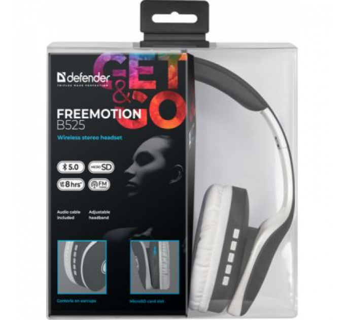 Defender Навушники Defender FreeMotion B525 Bluetooth Gray-White (63527)