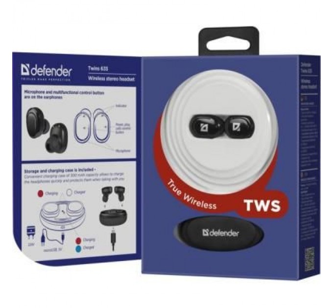 Defender Навушники Defender Twins 635 TWS Bluetooth Black (63635)