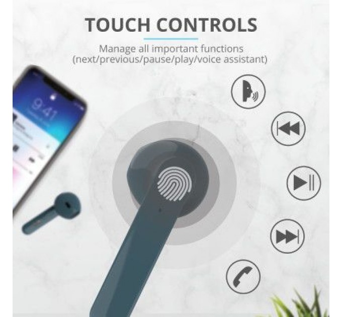 Trust Навушники Trust Primo Touch True Wireless Mic Blue (23780)