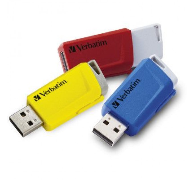 Verbatim USB флеш накопичувач Verbatim 3x16GB Store 'n' Click Red/Blue/Yellow USB 3.2 (49306)