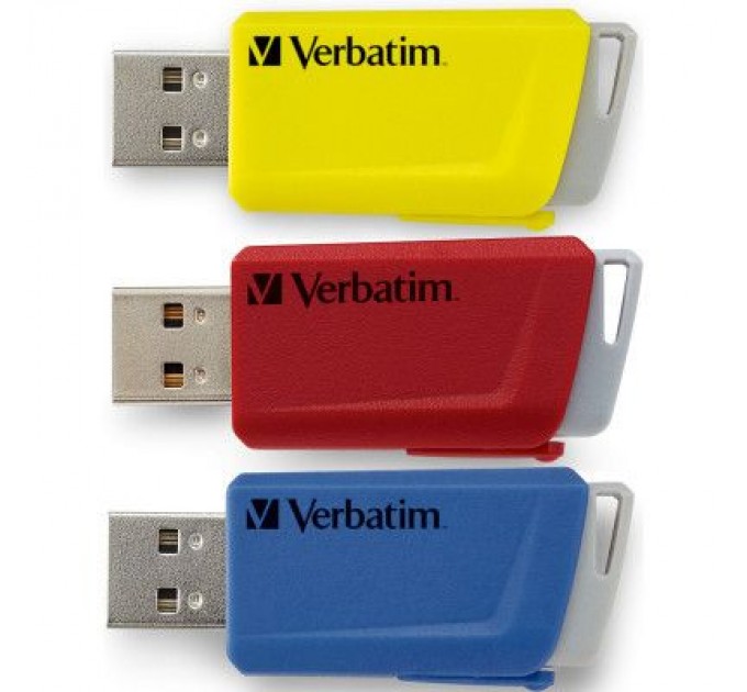Verbatim USB флеш накопичувач Verbatim 3x16GB Store 'n' Click Red/Blue/Yellow USB 3.2 (49306)