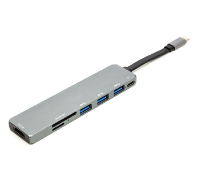 PowerPlant Концентратор USB 3.1 Type-C to USB Hub, HDMI, Card Reader (SD, micro SD) PowerPlant (CA912094)
