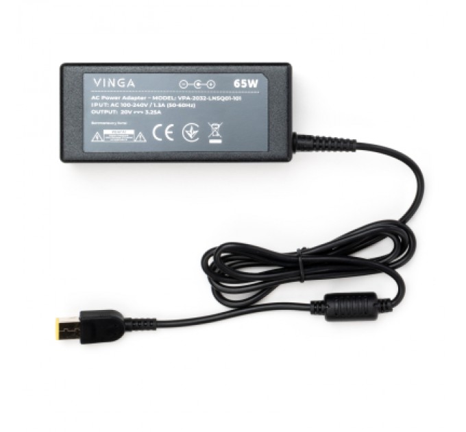 Vinga Блок живлення до ноутбуку Vinga Lenovo 65W 20V 3.25А square with pin (VPA-2032-LNSQ01-101)
