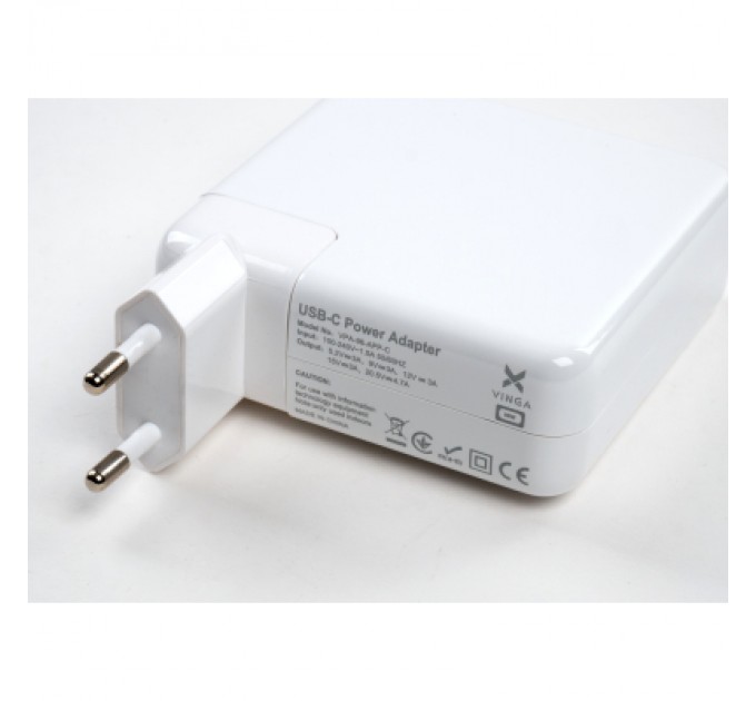 Vinga Блок живлення до ноутбуку Vinga Apple 96W 5.2V3A/9V3A/12V3A/15V3A/20.5V4.7A USB-C (VPA-96-APP-C)