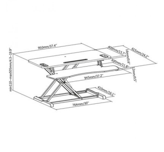 Digitus Столик для ноутбука Digitus Ergonomic Workspace Riser, 11-46cm, black (DA-90380-1)