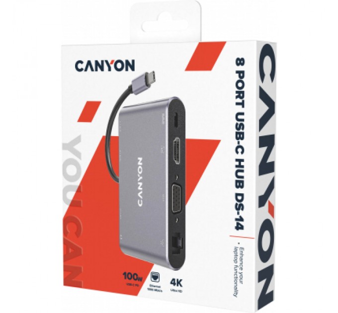 Canyon Порт-реплікатор Canyon 8-in-1 USB-C (CNS-TDS14)