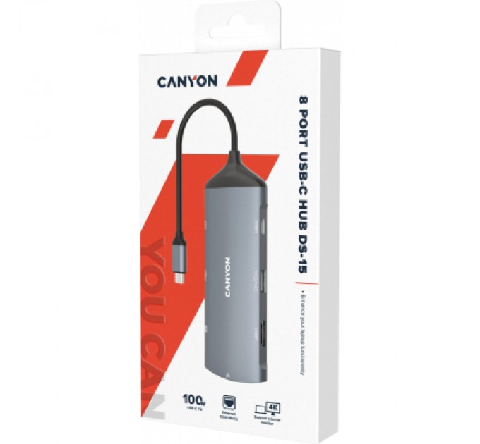 Canyon Порт-реплікатор Canyon 8-in-1 USB-C (CNS-TDS15)