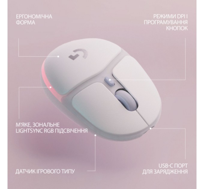 Logitech Мишка Logitech G705 Gaming Wireless/Bluetooth White (910-006367)