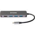 D-Link Концентратор D-Link USB-C 3xUSB3.0, 1xUSB-C, 1xHDMI (DUB-2333)