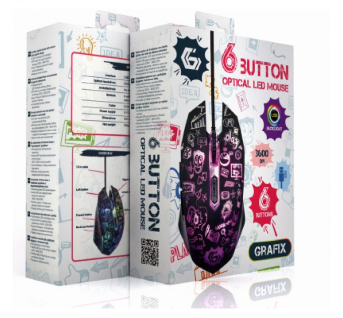 Gembird Мишка Gembird MUS-6B-GRAFIX-01 USB Black (MUS-6B-GRAFIX-01)