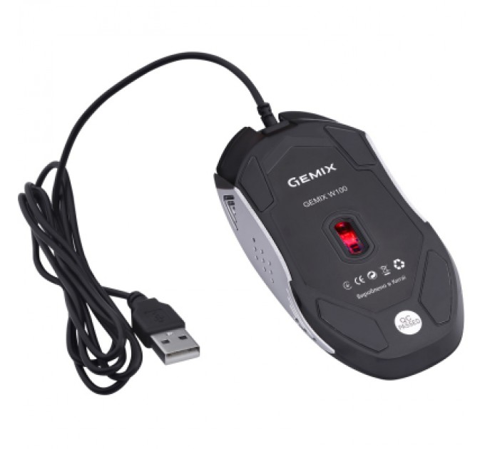 Gemix Мишка Gemix W100 USB Black/Gray + ігрова поверхня (W100Combo)