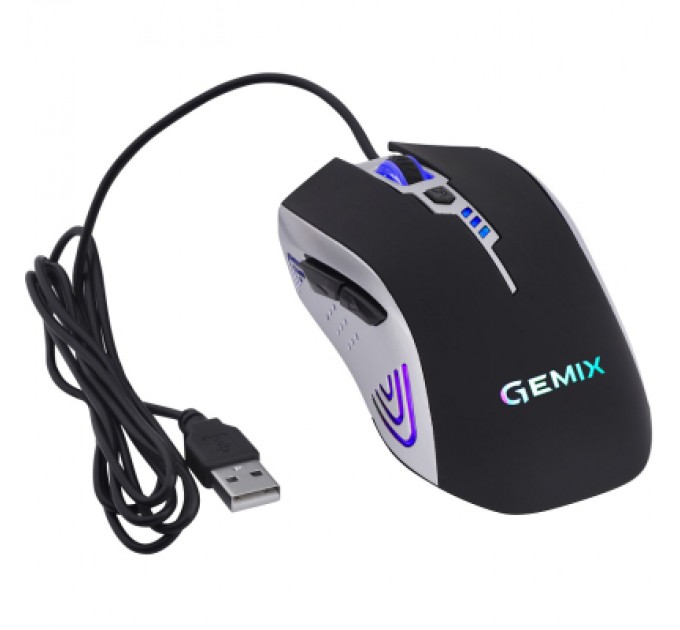 Gemix Мишка Gemix W100 USB Black/Gray + ігрова поверхня (W100Combo)