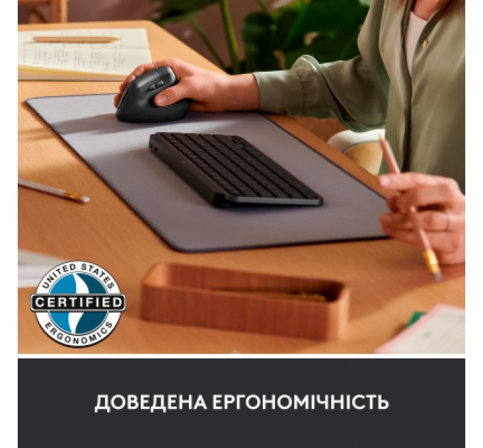 Logitech Мишка Logitech Lift Vertical Ergonomic Wireless/Bluetooth for Business Off-white (910-006496)