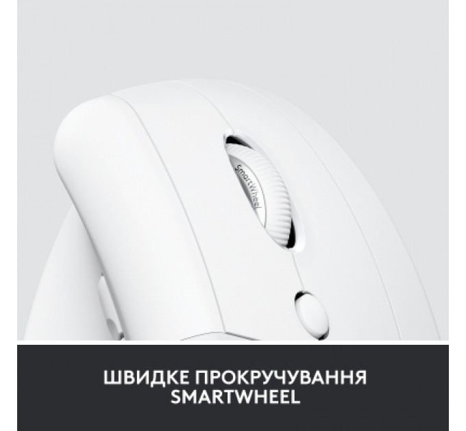 Logitech Мишка Logitech Lift Vertical Ergonomic Wireless/Bluetooth for Business Off-white (910-006496)