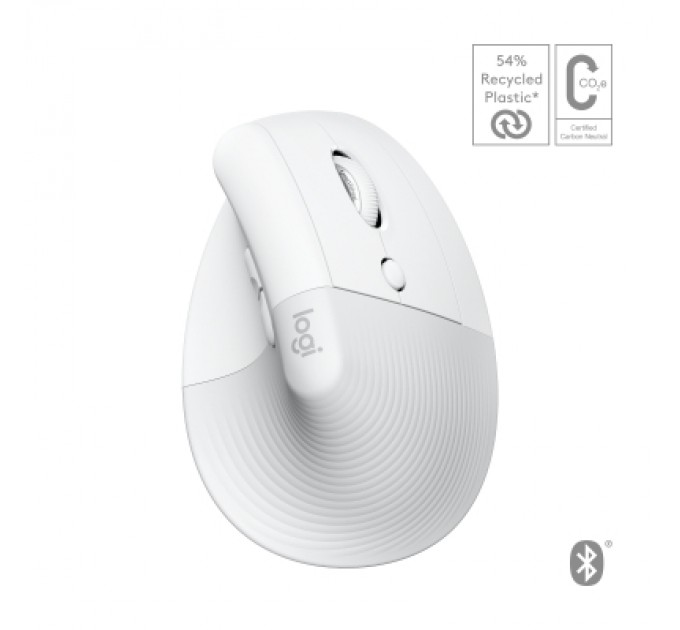 Logitech Мишка Logitech Lift for Mac Vertical Ergonomic Mouse Off White (910-006477)