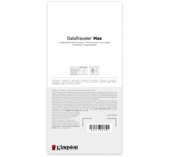 Kingston USB флеш накопичувач Kingston USB-накопичувач 1TB DataTraveler Max USB 3.2 Gen 2 Type-C Black (DTMAX/1TB)