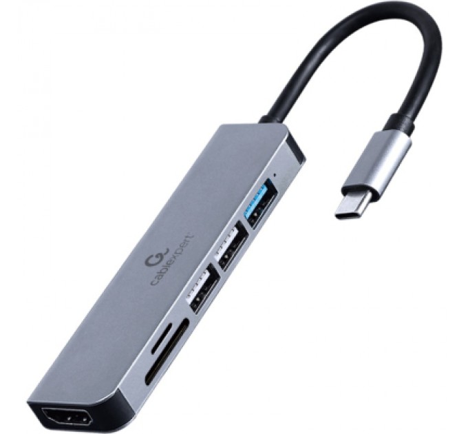 Cablexpert Концентратор Cablexpert USB-C 6-in-1 (hub/HDMI/CR) (A-CM-COMBO6-02)