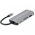 Cablexpert Концентратор Cablexpert USB-C 8-in-1 (USB hub 3.0/HDMI//VGA/PD/CR/stereo audio) (A-CM-COMBO8-02)
