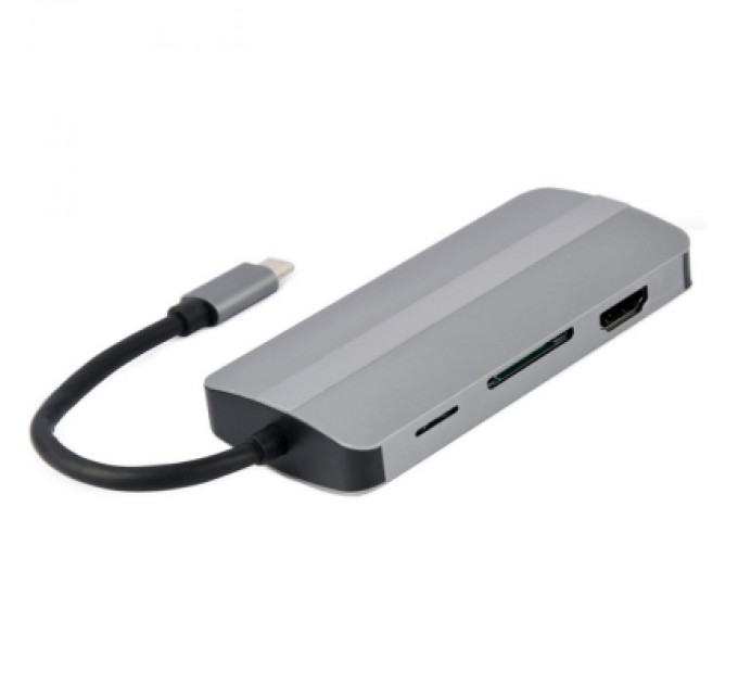 Cablexpert Концентратор Cablexpert USB-C 8-in-1 (USB hub 3.0/HDMI//VGA/PD/CR/stereo audio) (A-CM-COMBO8-02)