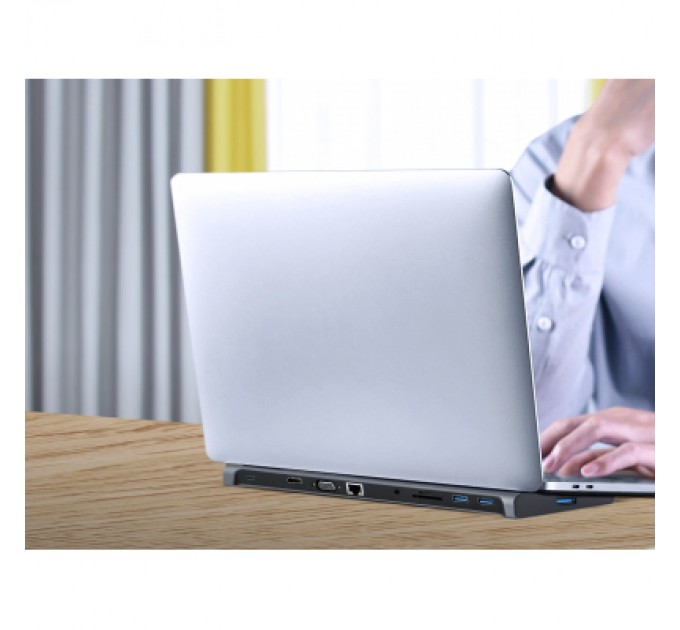 Cablexpert Концентратор Cablexpert USB-C 9-in-1 (USB-hub + HDMI/VGA/PD/CR/LAN/3.5mm) (A-CM-COMBO10-01)