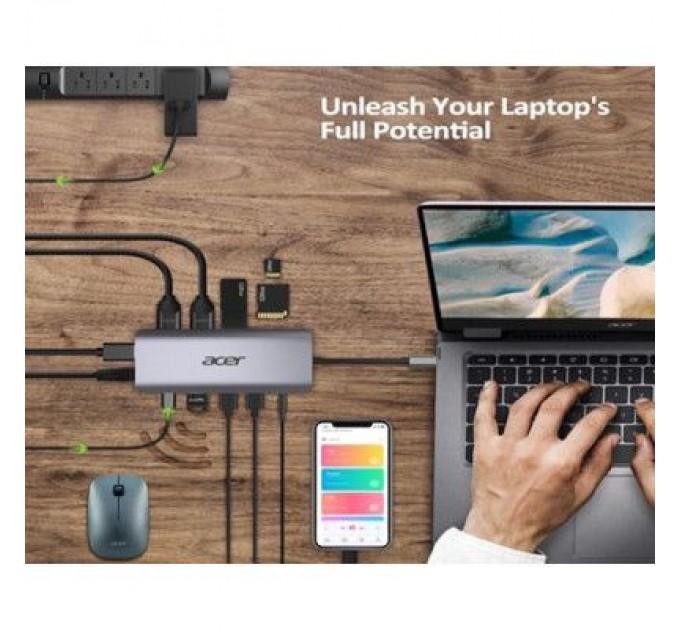 Acer Порт-реплікатор Acer 12in1 Type C dongle USB3.2, USB2.0, SD/TF, HDMI, PD, DP ... (HP.DSCAB.009)