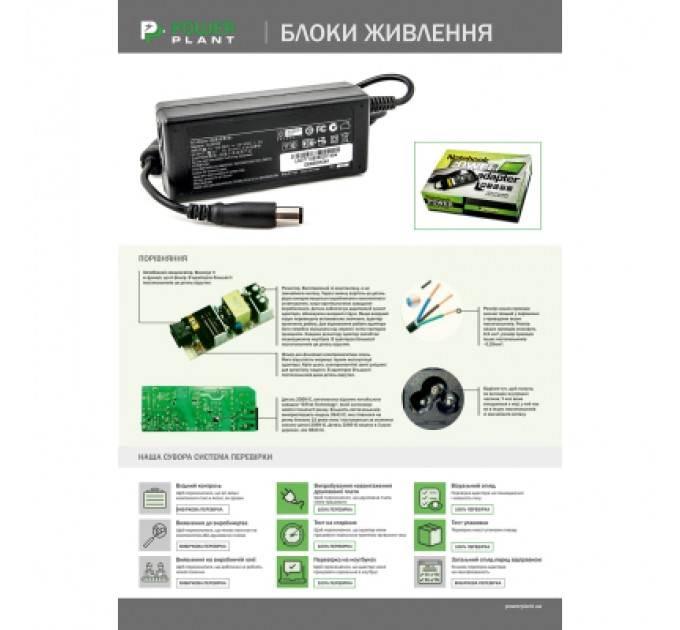 PowerPlant Блок живлення до ноутбуку PowerPlant FUJITSU 220V, 19V 60W 3.16A (6.5*4.4) (KD00MS0018)