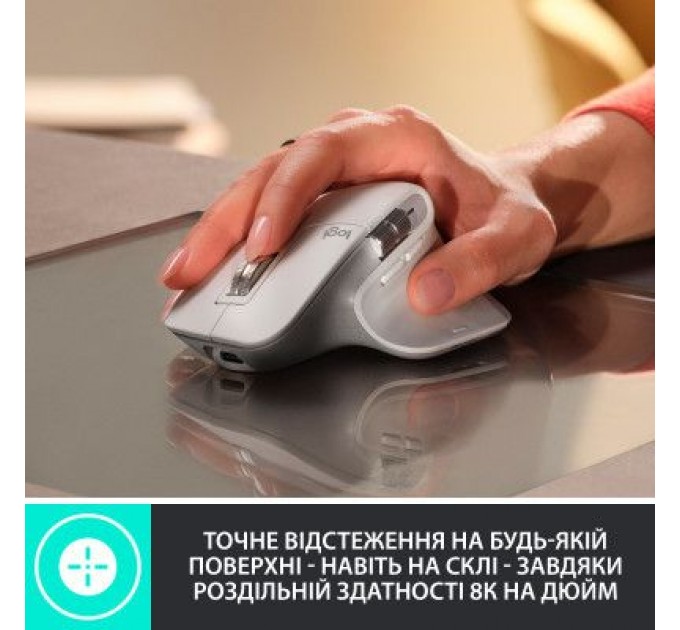 Logitech Мишка Logitech MX Master 3S Performance Wireless Mouse Bluetooth Pale Grey (910-006560)
