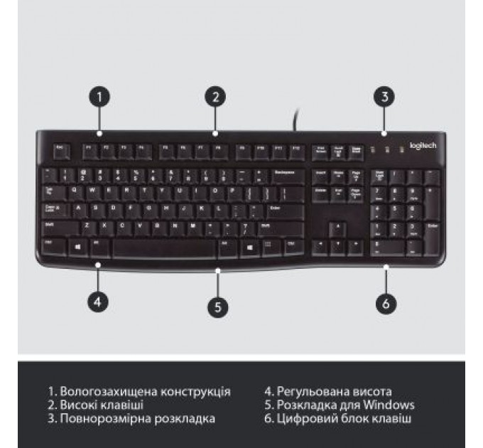 Logitech Клавіатура Logitech K120 Ukr (920-002643)