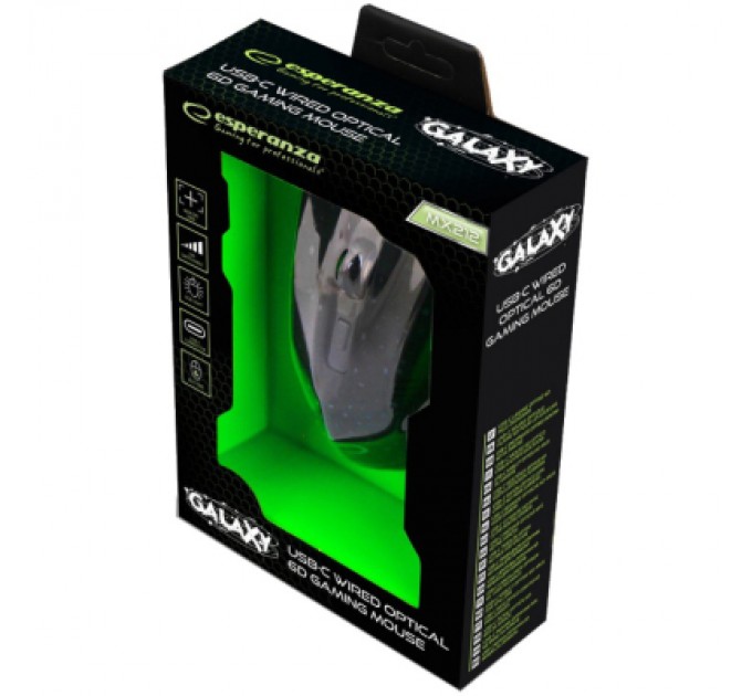 Esperanza Мишка Esperanza MX212 Galaxy USB Black-Green (EGM212)