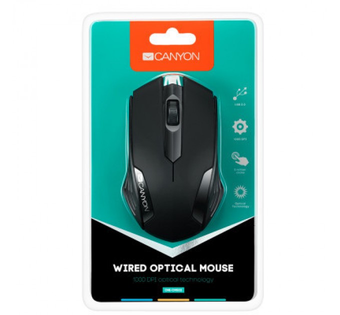 Canyon Мишка Canyon CM-02 USB Black (CNE-CMS02B)