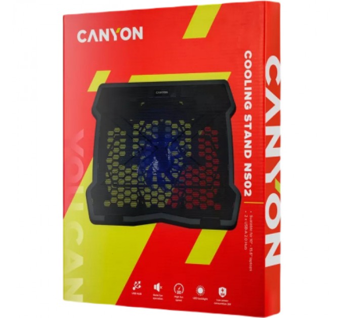 Canyon Підставка до ноутбука Canyon NS02, 10-15.6 laptop, single fan with 2x2.0 USB hub (CNE-HNS02)