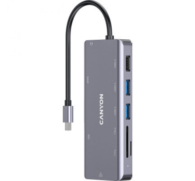 Canyon Порт-реплікатор Canyon DS-11, 9 in 1 USB-C hub, HDMI, Gigabit Ethernet, Type-C PD/100W (CNS-TDS11)