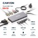 Canyon Порт-реплікатор Canyon DS-12, 13 in 1 USB-C hub, 2*HDMI, Gigabit Ethernet, VGA, 3*USB3.0, PD/100W, 3.5mm audio jack (CNS-TDS12)