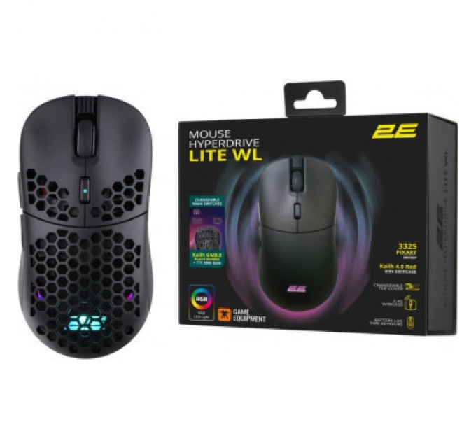 2E Мишка 2E Gaming HyperDrive Lite RGB Wireless/USB Black (2E-MGHDL-WL-BK)