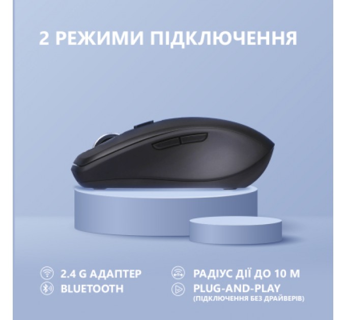 2E Мишка 2E MF225 Silent Wireless/Bluetooth Black (2E-MF225WBK)